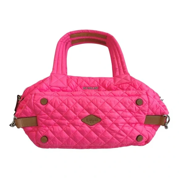 MZ WALLACE Neon Pink Sutton Deluxe Medium Quilted Tote Bag - Picture 4 of 11